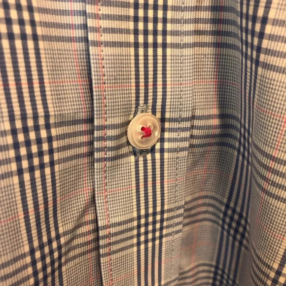 James Tattersall Mens XL 17/17.5 Blue White Pink Check Print Button up Shirt L/S - Picture 3 of 5